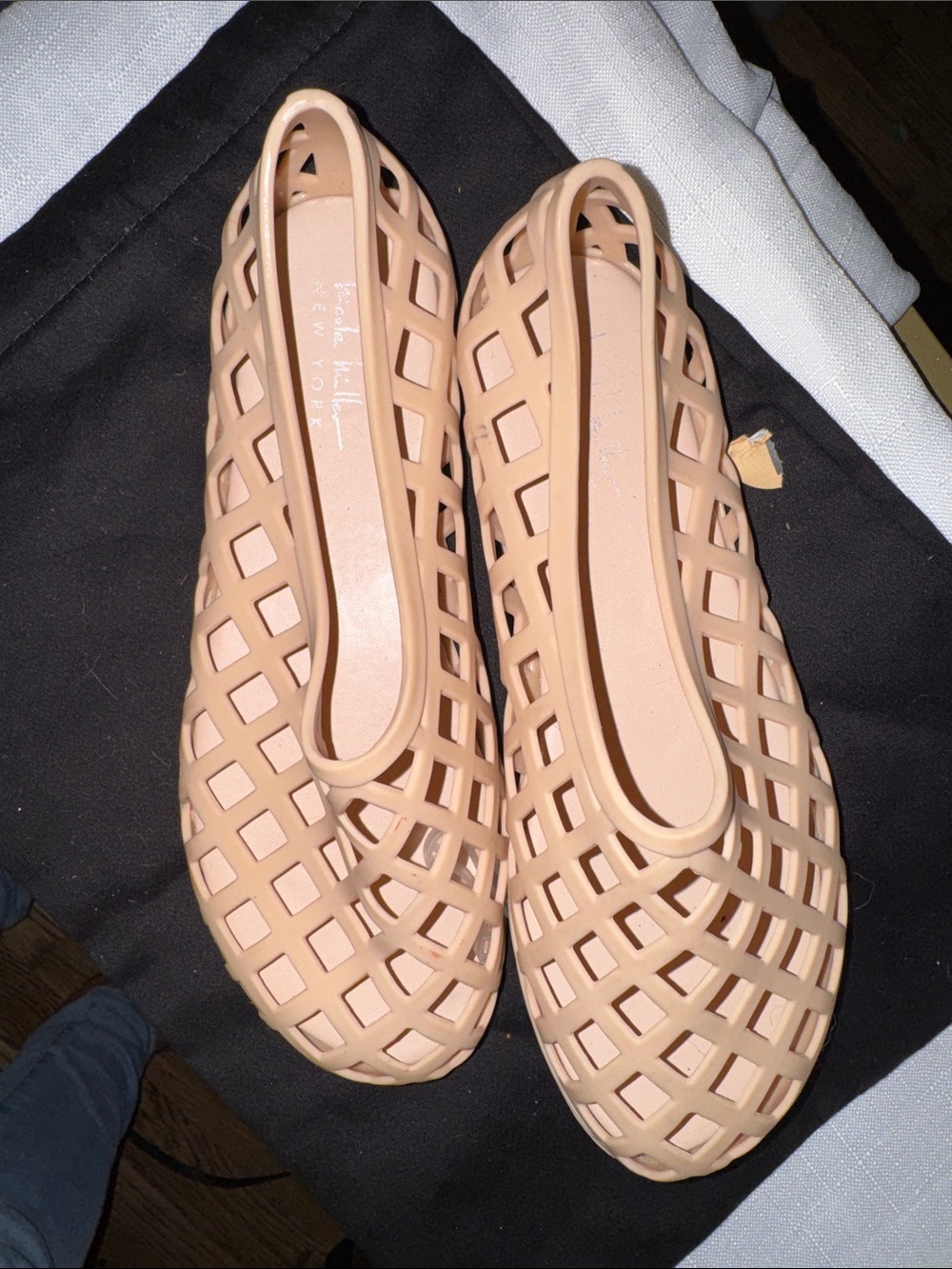 Nicole Miller Beige Lattice Jelly Slip-On Mules NEW!